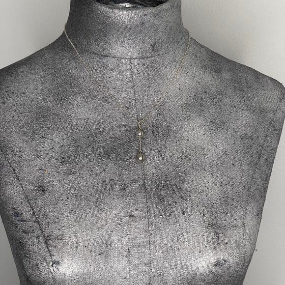 Talbots necklace costume jewelry silver layering silver tone  drop chain link - Picture 7 of 14